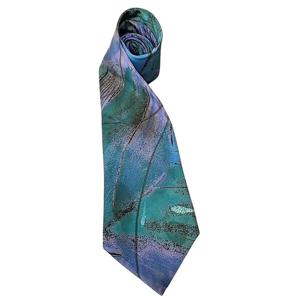 VTG Mario Valentino Silk Tie Retro Geo Mad Men Officecore